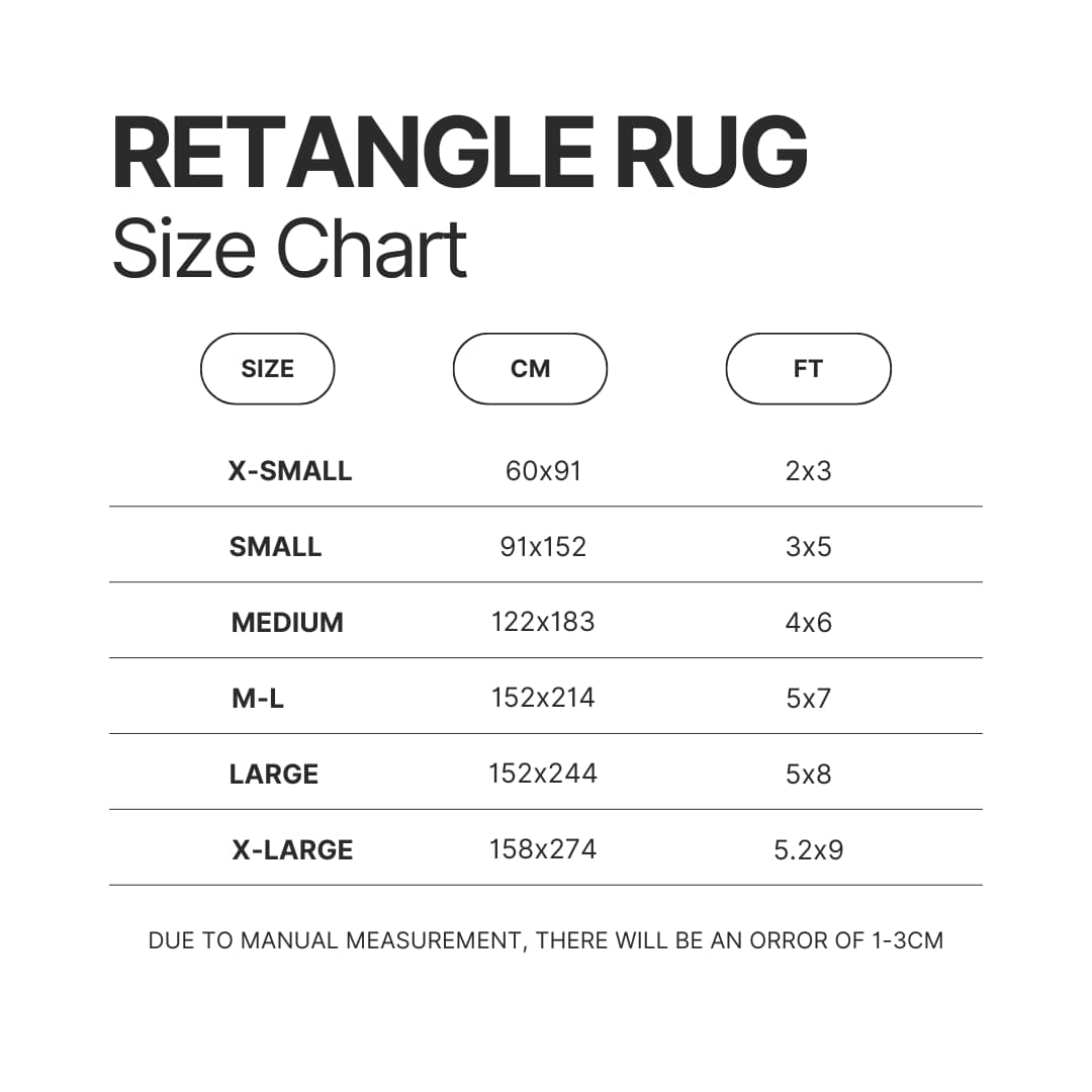 Retangle Rug Size Chart - Jujutsu Kaisen AU Store