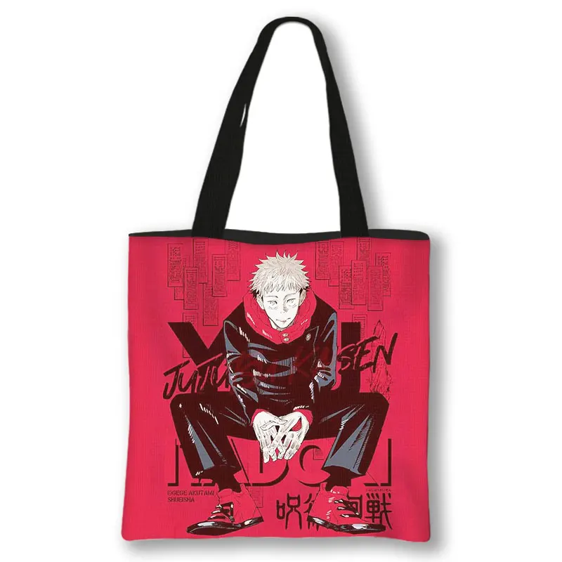 Anime Jujutsu Kaisen Shoulder Bag Japanese Gojo Satoru Yuji Itadori Tote Bags Ladies Shopping Bag Beach 21 - Jujutsu Kaisen AU Store