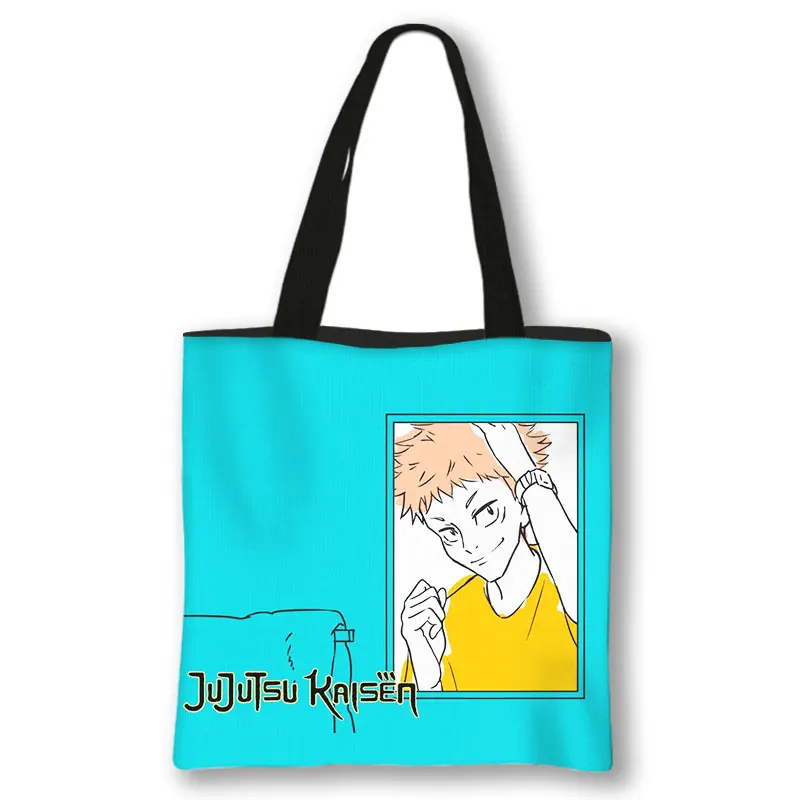 Anime Jujutsu Kaisen Shoulder Bag Japanese Gojo Satoru Yuji Itadori Tote Bags Ladies Shopping Bag Beach 23 - Jujutsu Kaisen AU Store