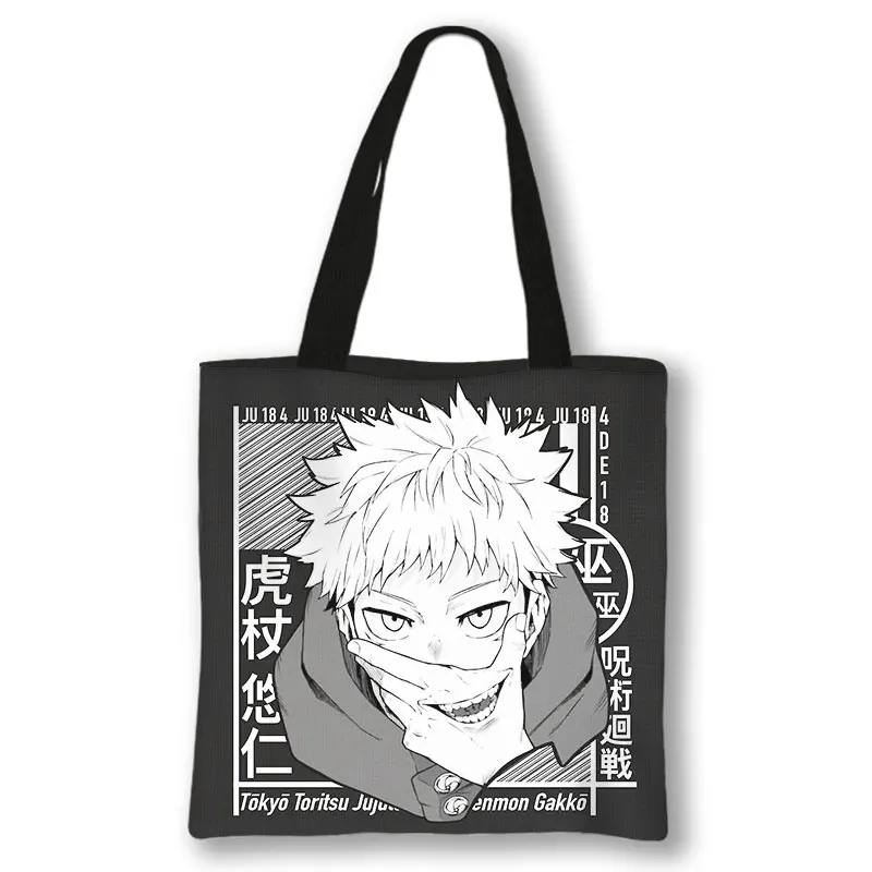 Anime Jujutsu Kaisen Shoulder Bag Japanese Gojo Satoru Yuji Itadori Tote Bags Ladies Shopping Bag Beach 25 - Jujutsu Kaisen AU Store