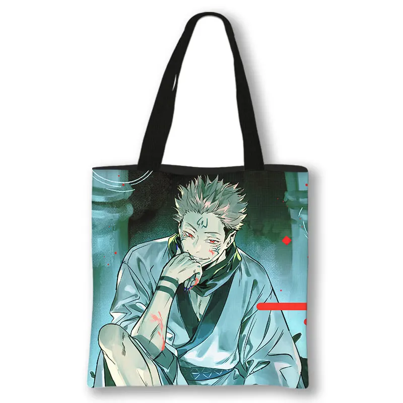 Anime Jujutsu Kaisen Shoulder Bag Japanese Gojo Satoru Yuji Itadori Tote Bags Ladies Shopping Bag Beach 27 - Jujutsu Kaisen AU Store