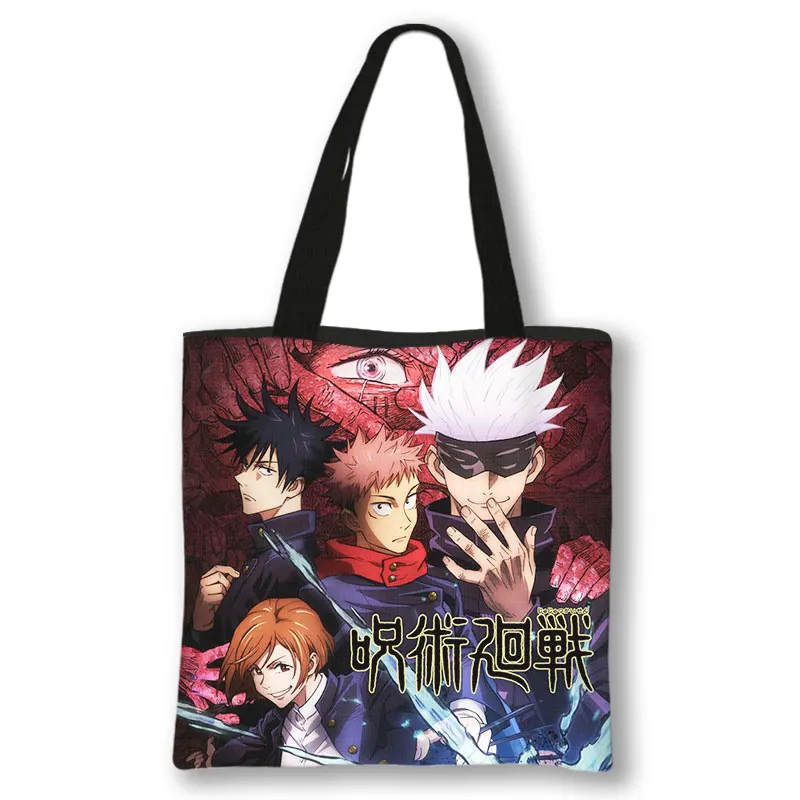 Anime Jujutsu Kaisen Shoulder Bag Japanese Gojo Satoru Yuji Itadori Tote Bags Ladies Shopping Bag Beach 3 - Jujutsu Kaisen AU Store