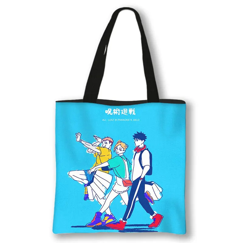 Anime Jujutsu Kaisen Shoulder Bag Japanese Gojo Satoru Yuji Itadori Tote Bags Ladies Shopping Bag Beach 9 - Jujutsu Kaisen AU Store