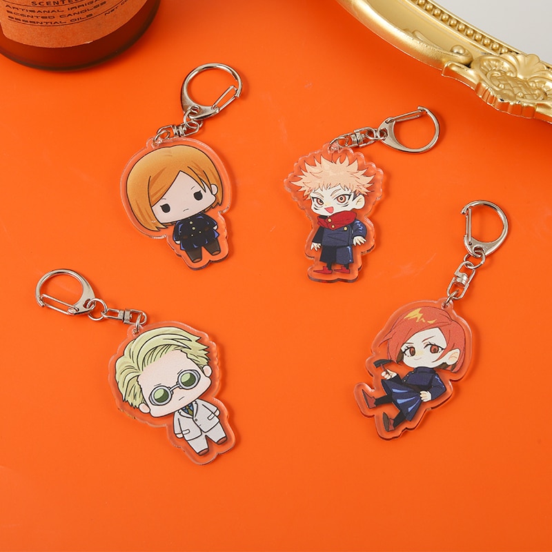 Cartoon Keychain Characters Double Sided Resin Tiger Stick Key Chain Kaisen Gojo Satoru Anime Accessories Gifts 2 - Jujutsu Kaisen AU Store
