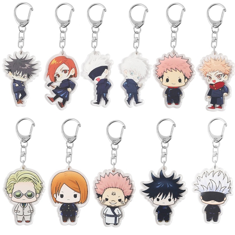 Cartoon Keychain Characters Double Sided Resin Tiger Stick Key Chain Kaisen Gojo Satoru Anime Accessories Gifts 6 - Jujutsu Kaisen AU Store