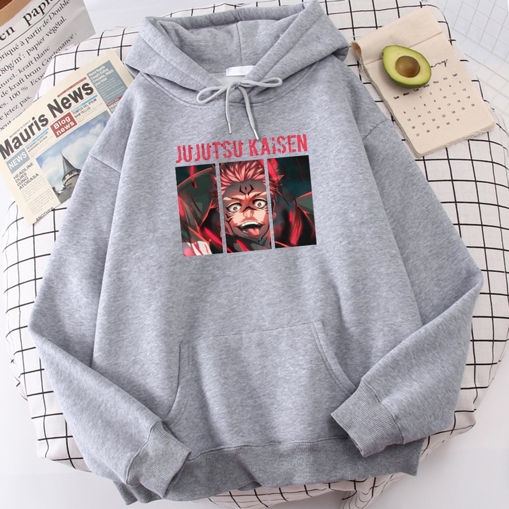 Hot Sale Jujutsu Kaisen Ryomen Sukuna Printing Male Sweatshirt Soft Brand Pullover Thermal Vintage Men Hoodie - Jujutsu Kaisen AU Store