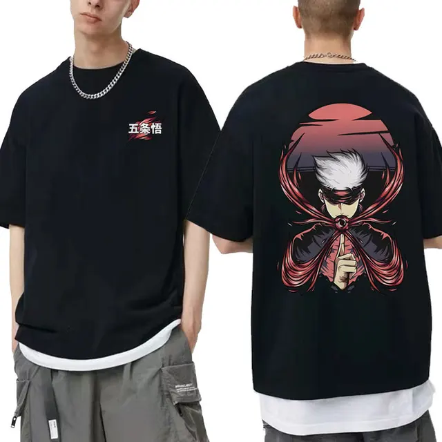 Japanese Anime Jujutsu Kaisen Satoru Gojo Double Sided Print T Shirt Men s Manga 90s - Jujutsu Kaisen AU Store