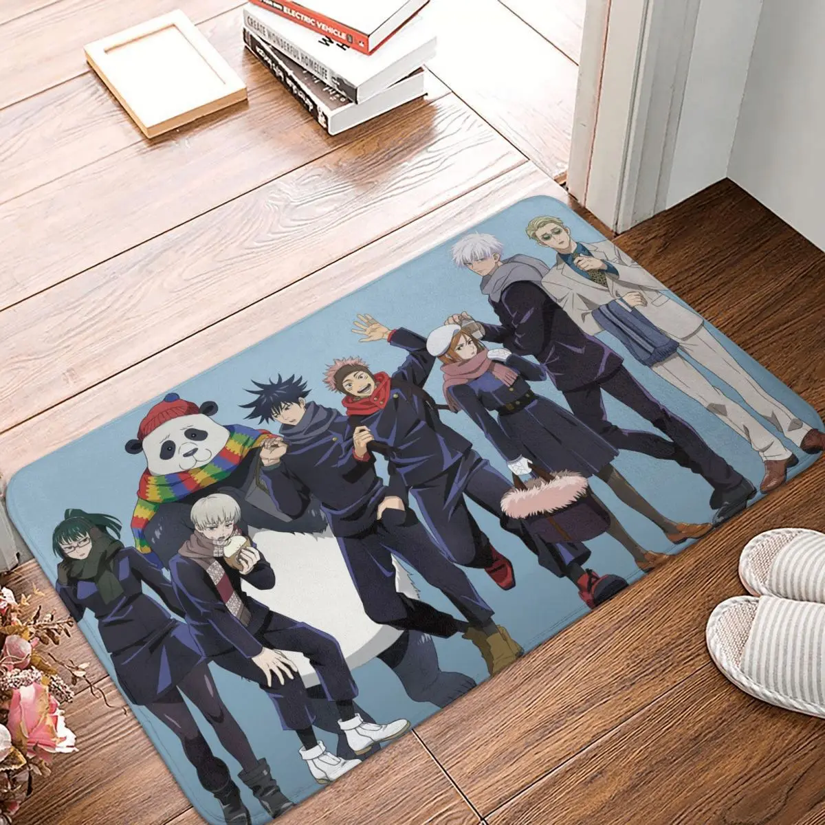 Jujutsu Kaisen Anime Bathroom Mat Team Doormat Flannel Carpet Entrance Door Rug Home Decor - Jujutsu Kaisen AU Store