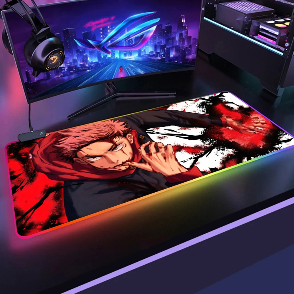 Jujutsu Kaisen LED Light Gaming Mouse Pad RGB Soft Large Keyboard Rubber Base Computer Carpet Desk 1 - Jujutsu Kaisen AU Store