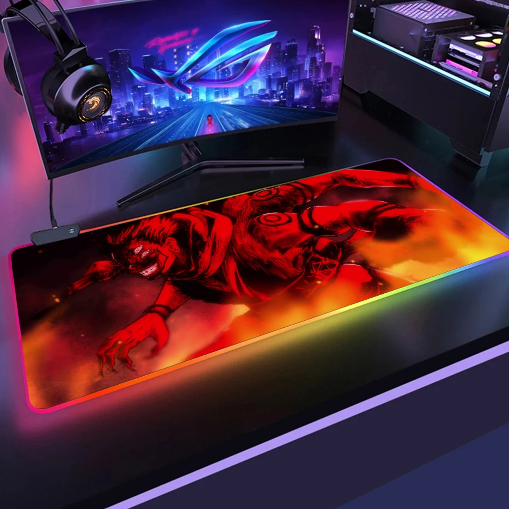 Jujutsu Kaisen LED Light Gaming Mouse Pad RGB Soft Large Keyboard Rubber Base Computer Carpet Desk 11 - Jujutsu Kaisen AU Store