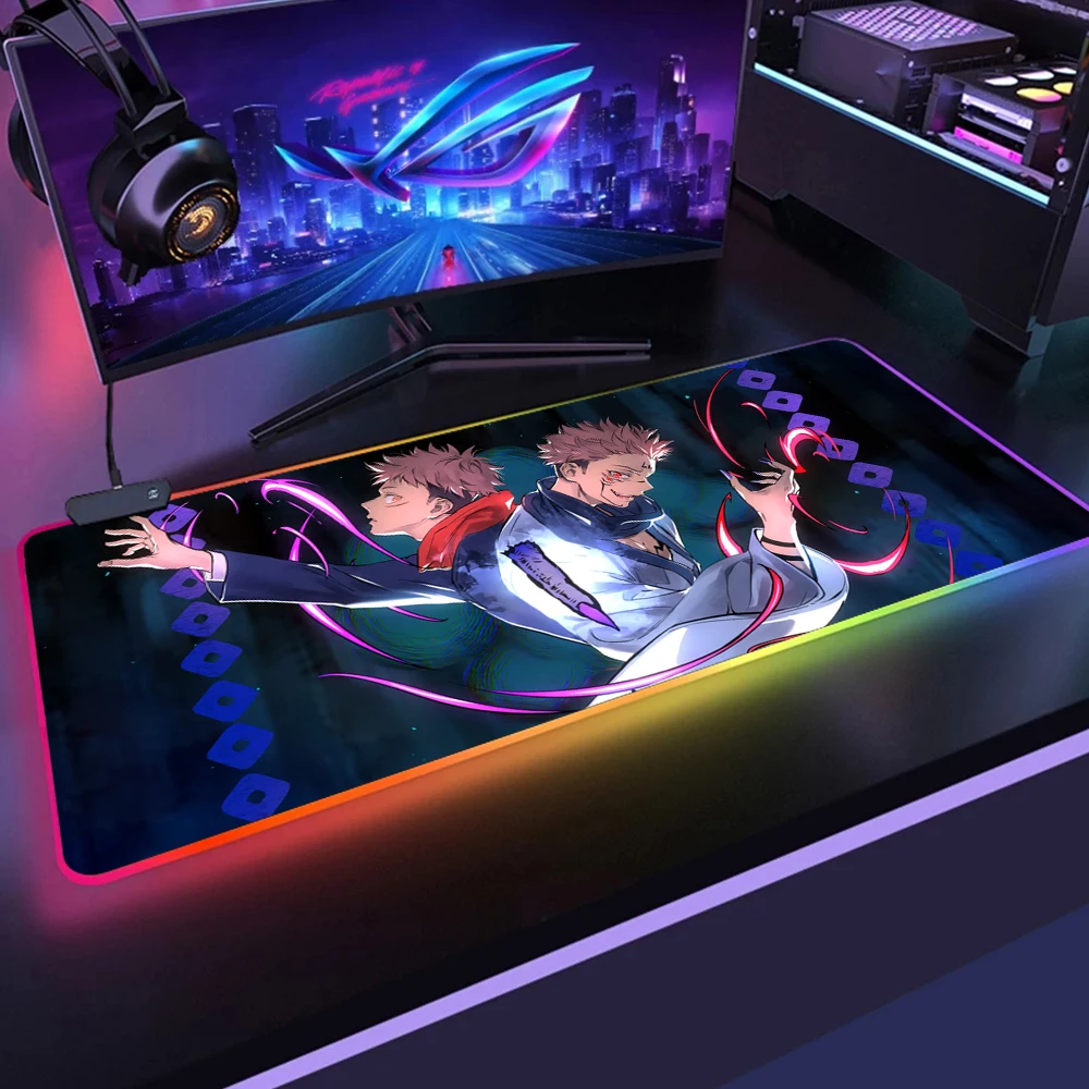 Jujutsu Kaisen LED Light Gaming Mouse Pad RGB Soft Large Keyboard Rubber Base Computer Carpet Desk 12 - Jujutsu Kaisen AU Store