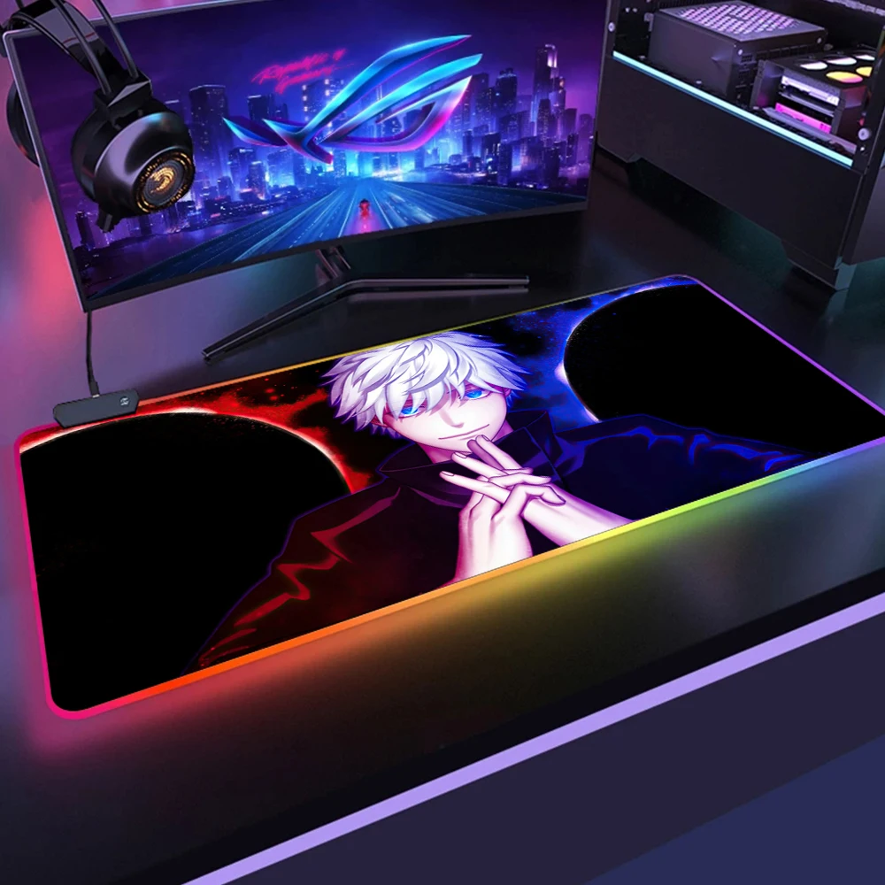 Jujutsu Kaisen LED Light Gaming Mouse Pad RGB Soft Large Keyboard Rubber Base Computer Carpet Desk 15 - Jujutsu Kaisen AU Store
