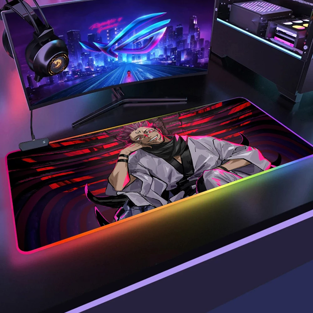 Jujutsu Kaisen LED Light Gaming Mouse Pad RGB Soft Large Keyboard Rubber Base Computer Carpet Desk 17 - Jujutsu Kaisen AU Store