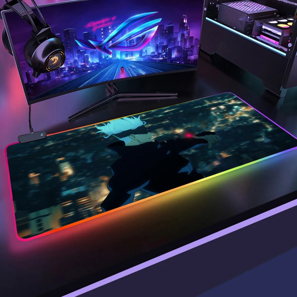Jujutsu Kaisen LED Light Gaming Mouse Pad RGB Soft Large Keyboard Rubber Base Computer Carpet Desk 4 - Jujutsu Kaisen AU Store