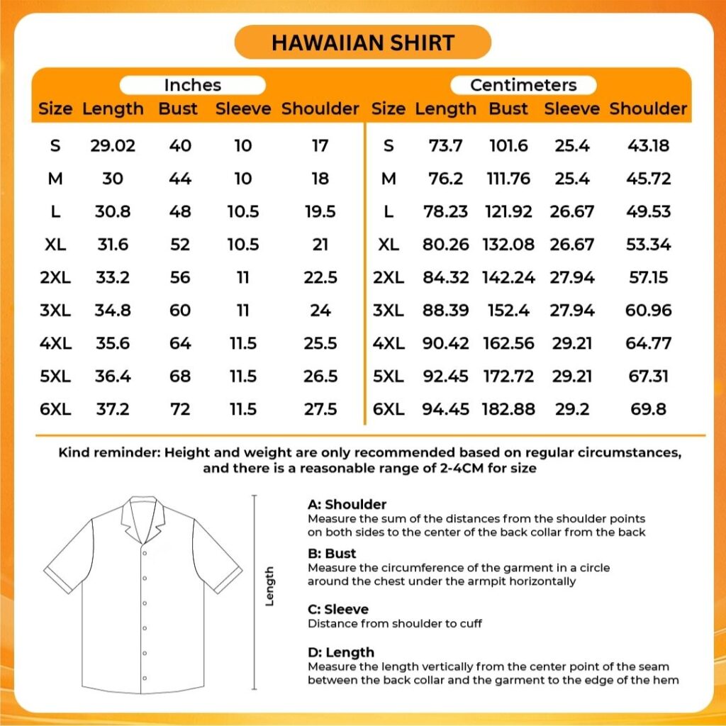 3D Hawaiian Shirt Size Chart - Jujutsu Kaisen AU Shop