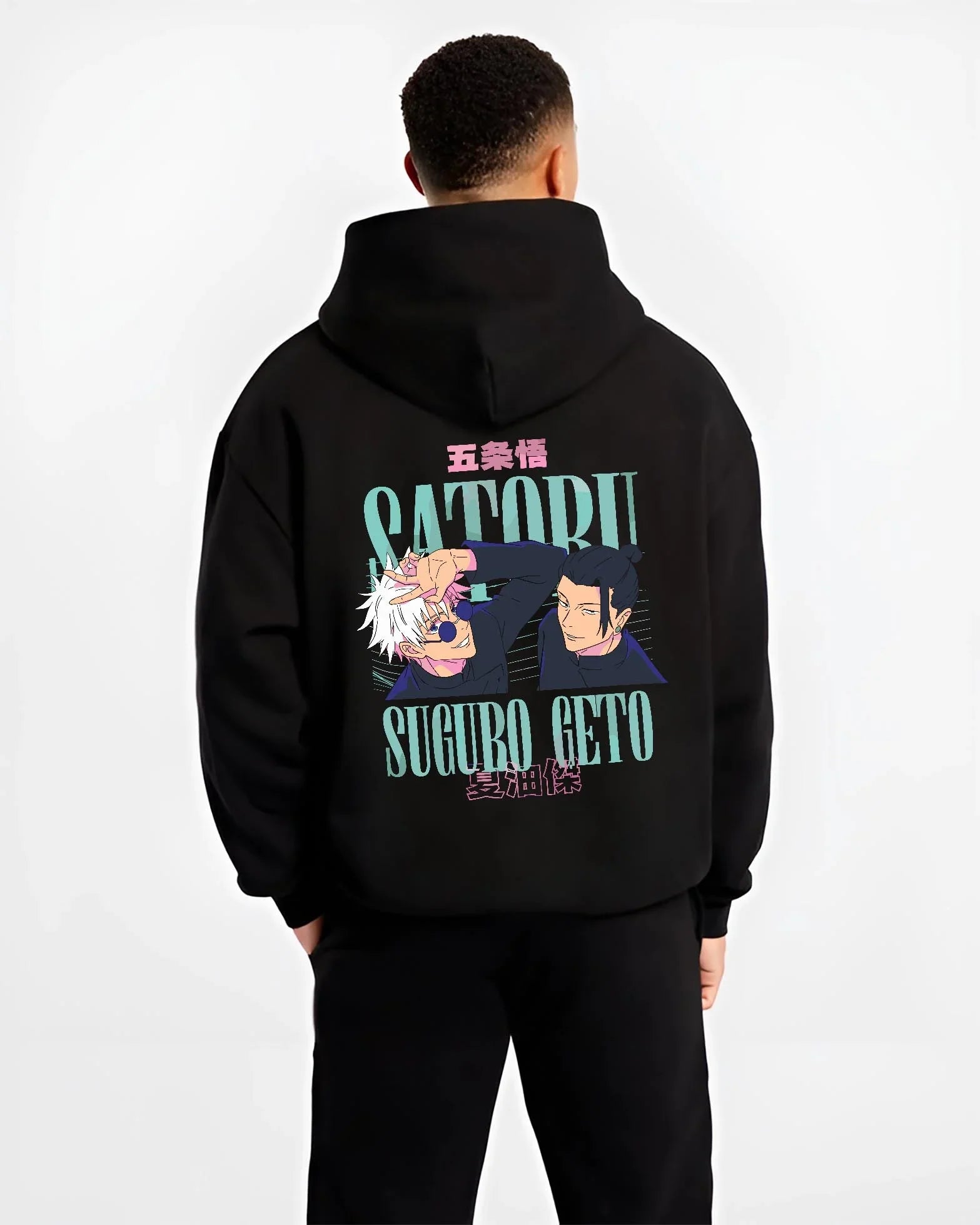 CHOSO B.black hoodie male back view - Jujutsu Kaisen AU Shop