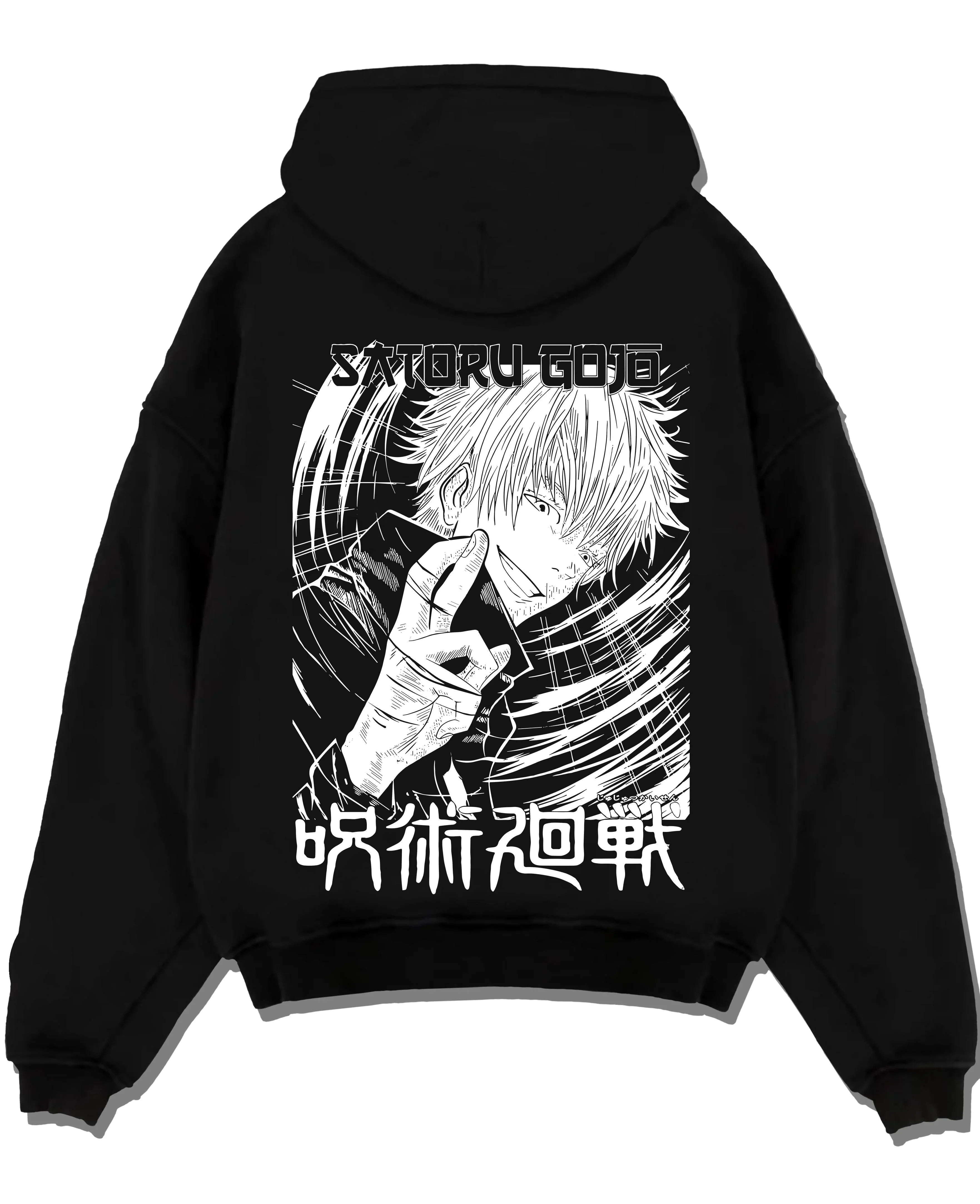 GOJO6E A.black hoodie flat back design - Jujutsu Kaisen AU Shop