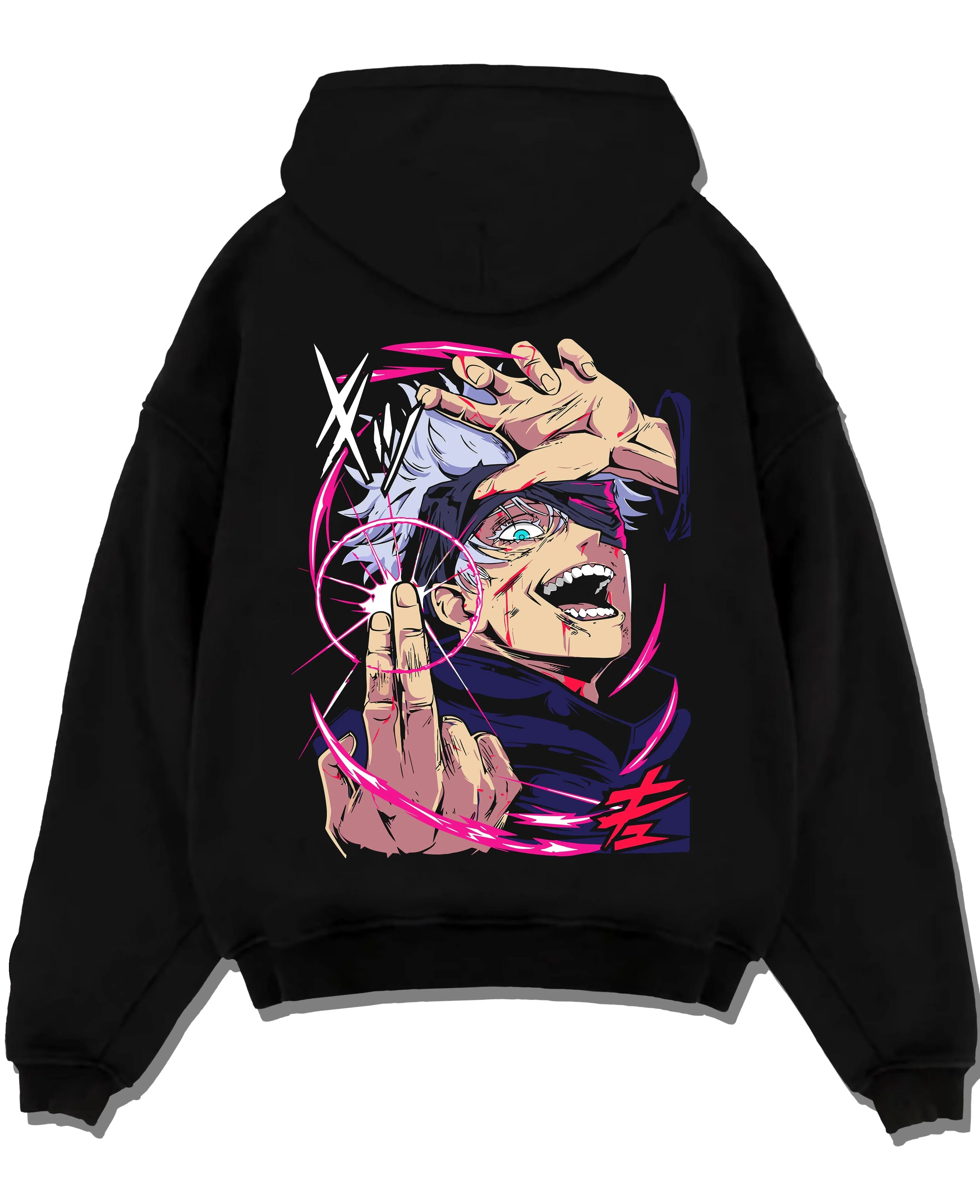 GOJOS6 A.black hoodie flat back design - Jujutsu Kaisen AU Shop