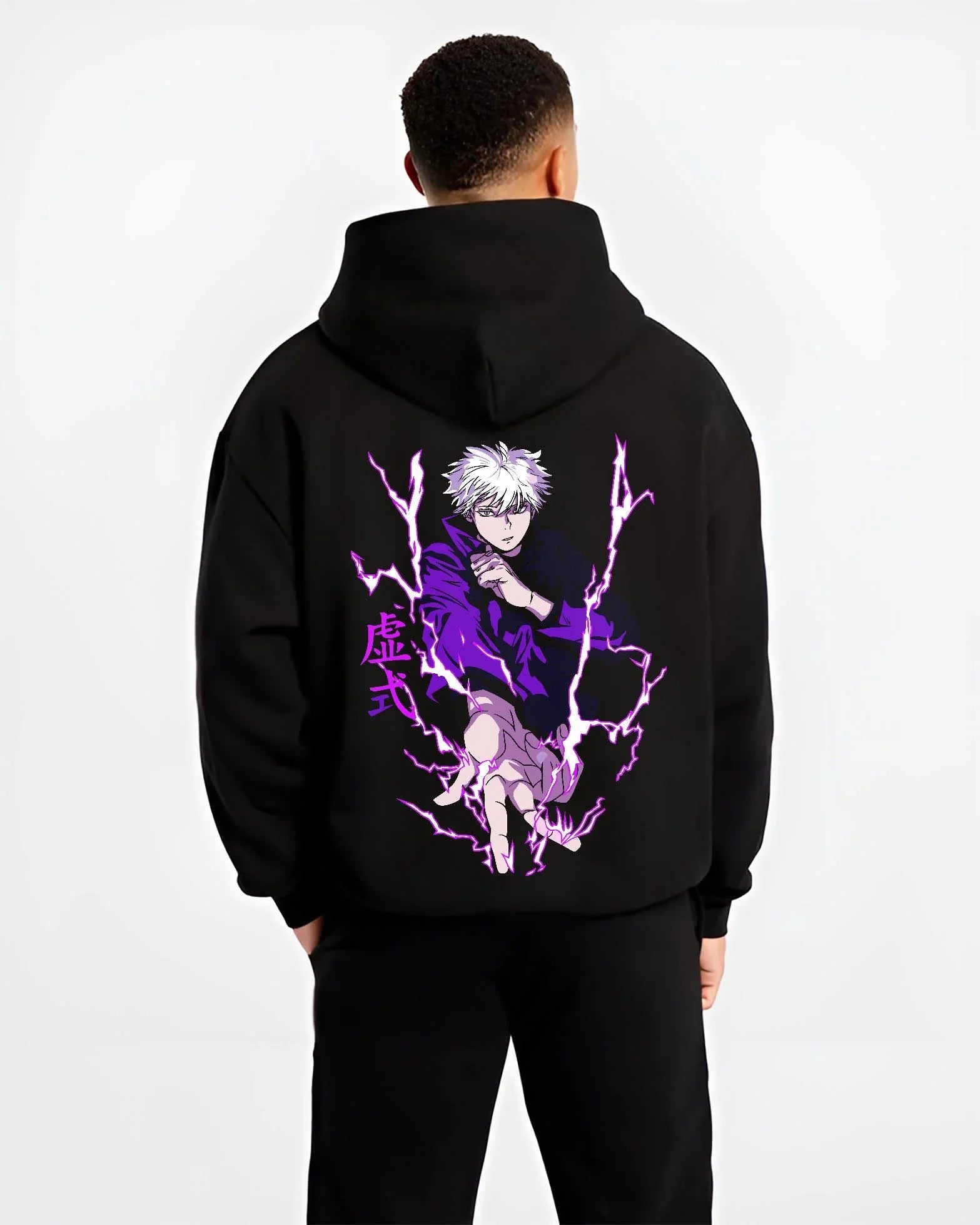GOJOVD B.black hoodie male back view - Jujutsu Kaisen AU Shop