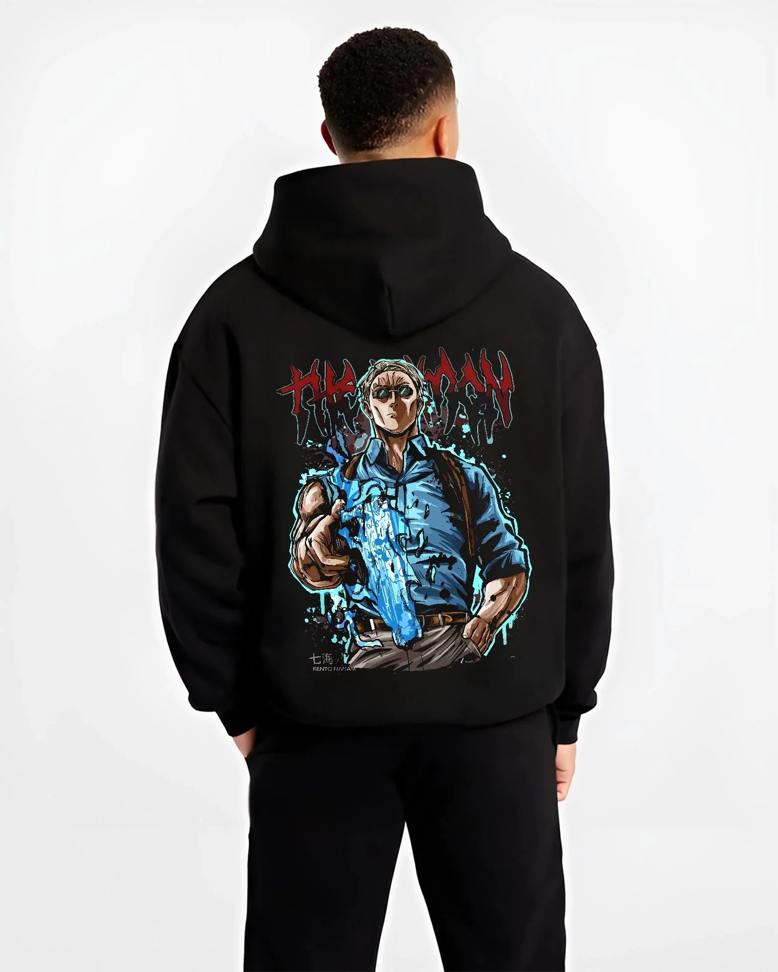 GRD1NN B.black hoodie male back view - Jujutsu Kaisen AU Shop
