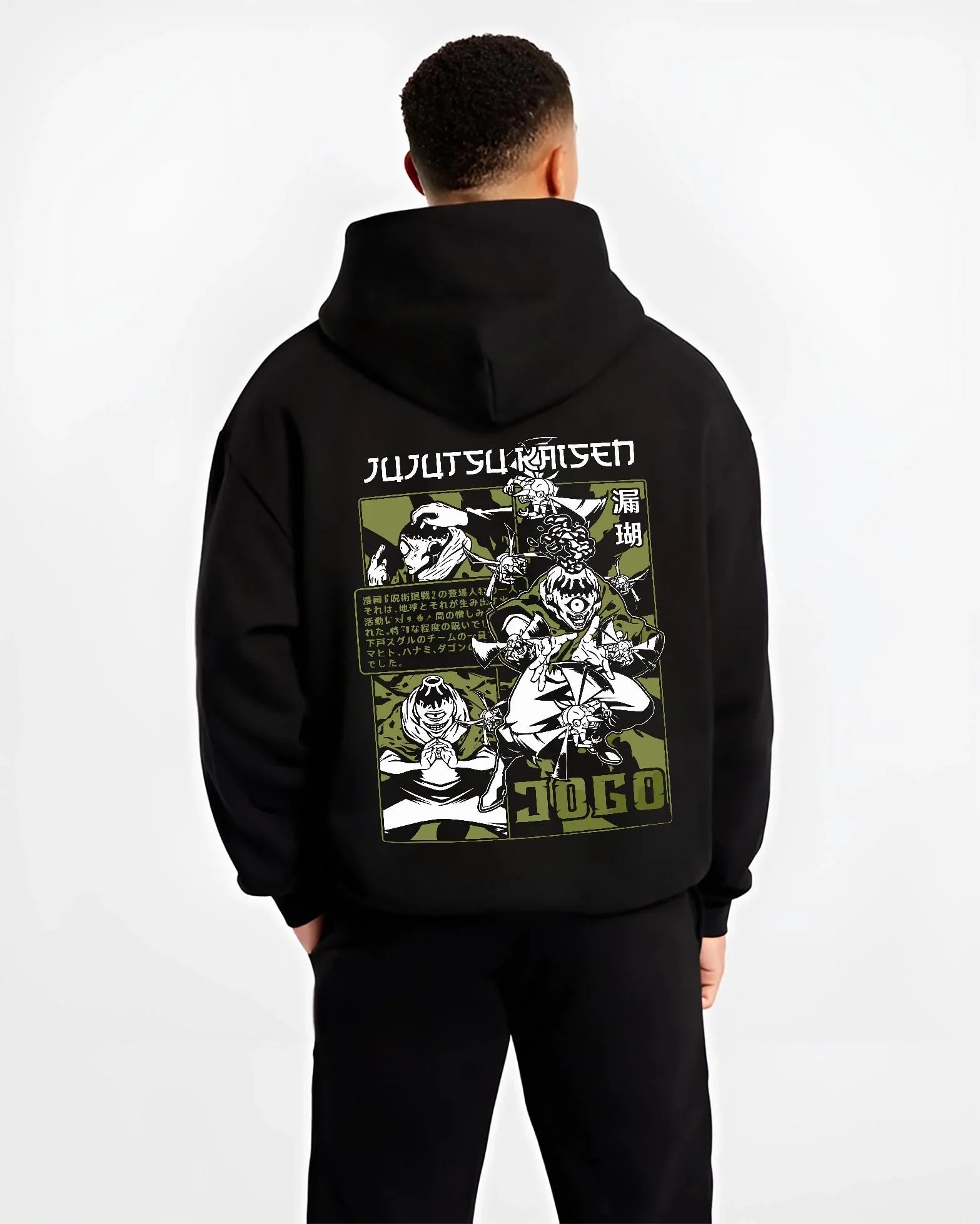 HANAMI B.black hoodie male back view - Jujutsu Kaisen AU Shop