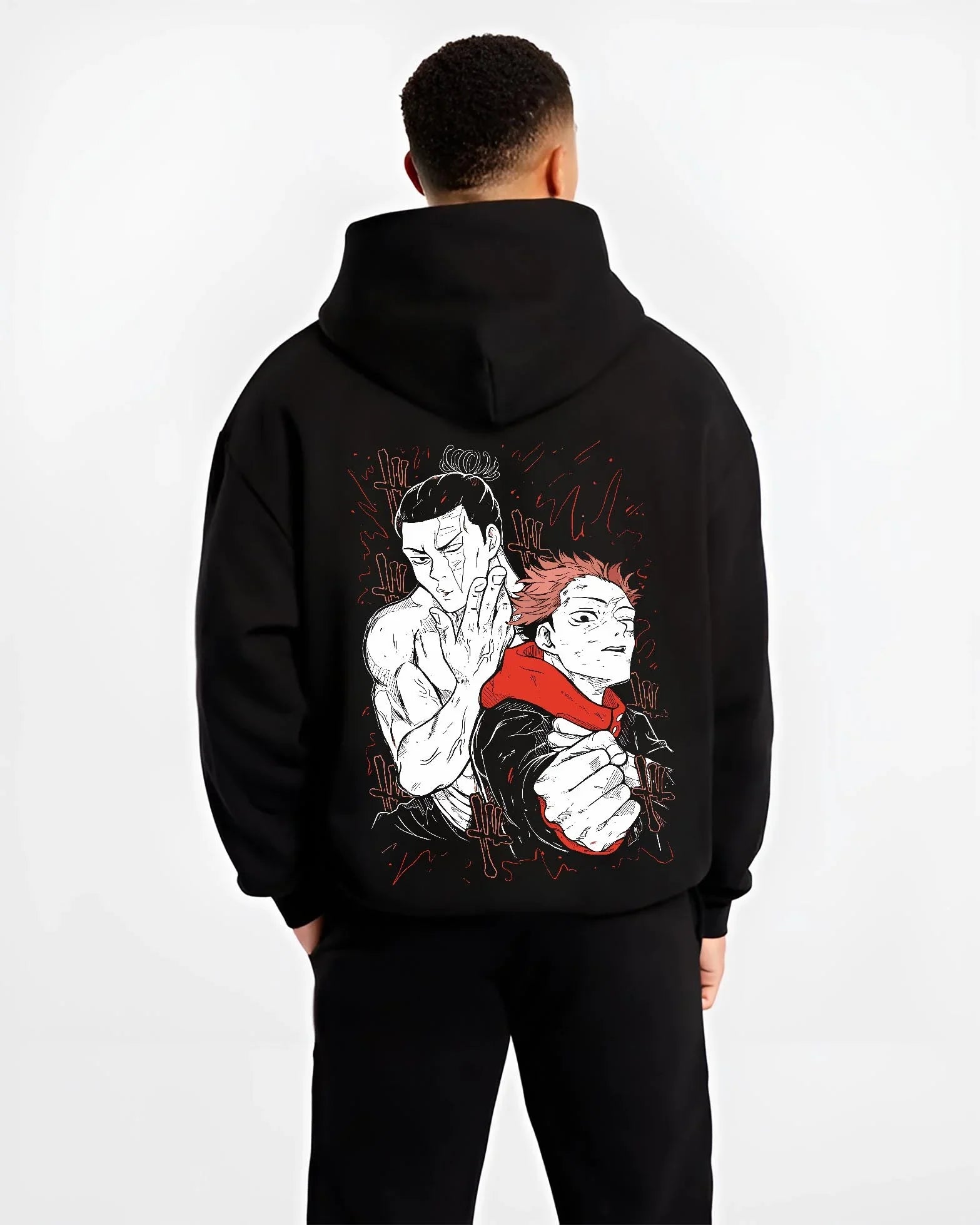 IJICHI B.black hoodie male back view - Jujutsu Kaisen AU Shop