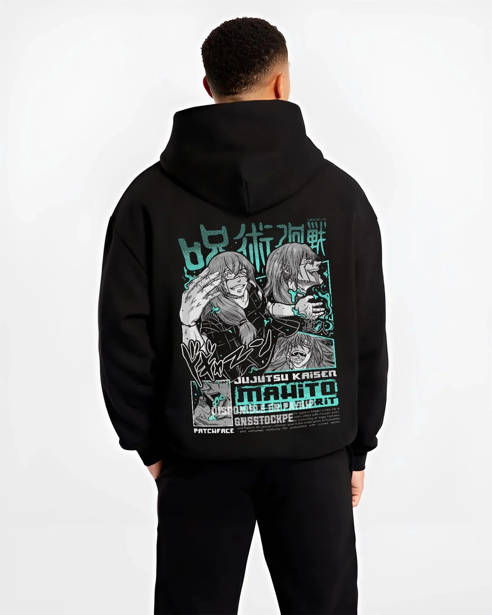 JJKSPE B.black hoodie male back view - Jujutsu Kaisen AU Shop