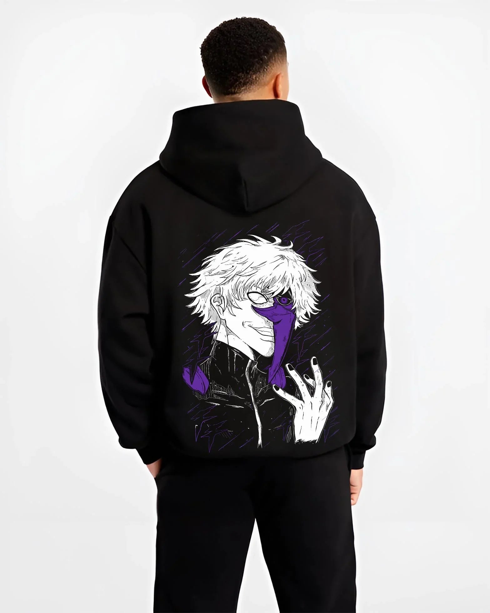 KGHALF B.black hoodie male back view - Jujutsu Kaisen AU Shop