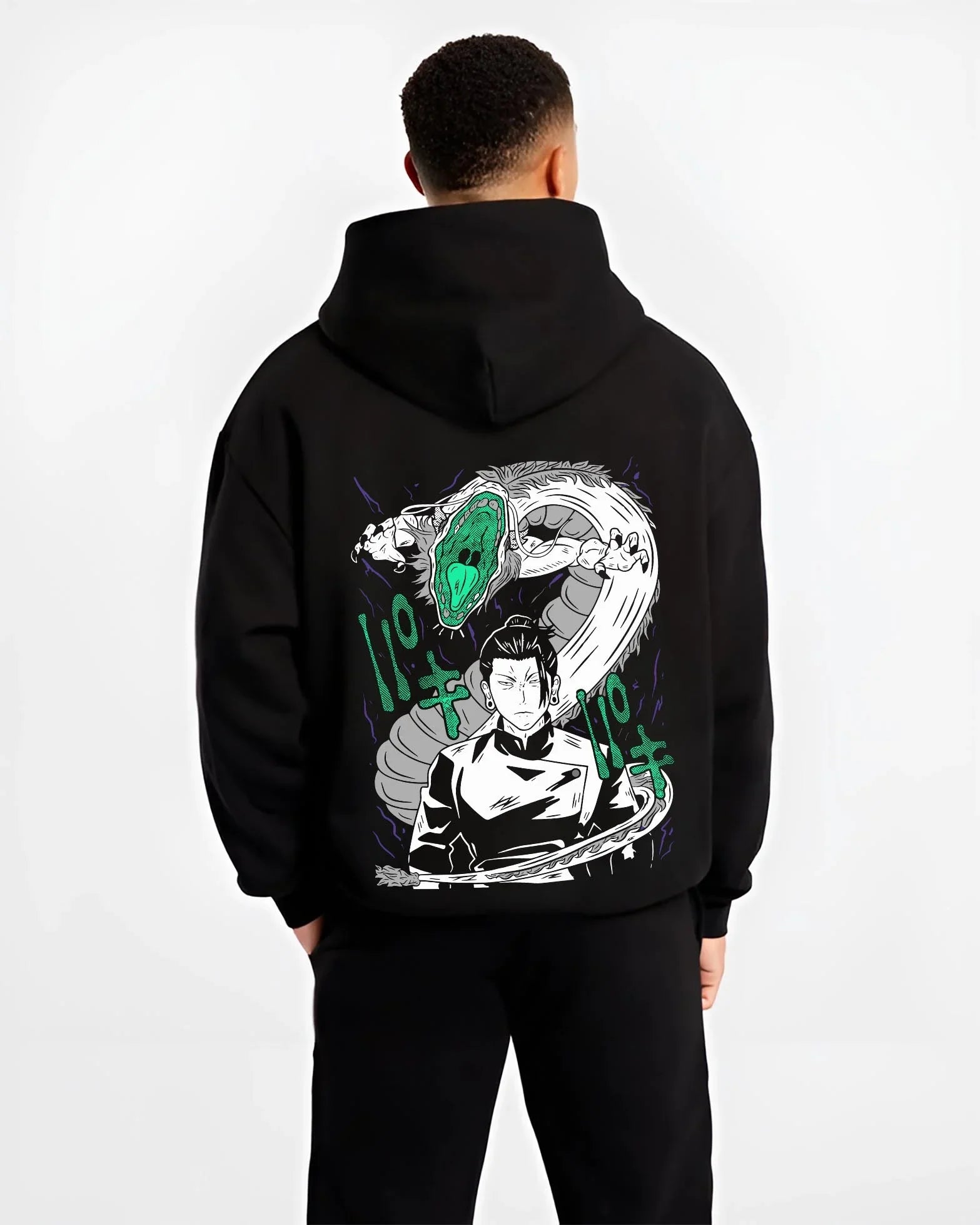 MAHITO B.black hoodie male back view - Jujutsu Kaisen AU Shop