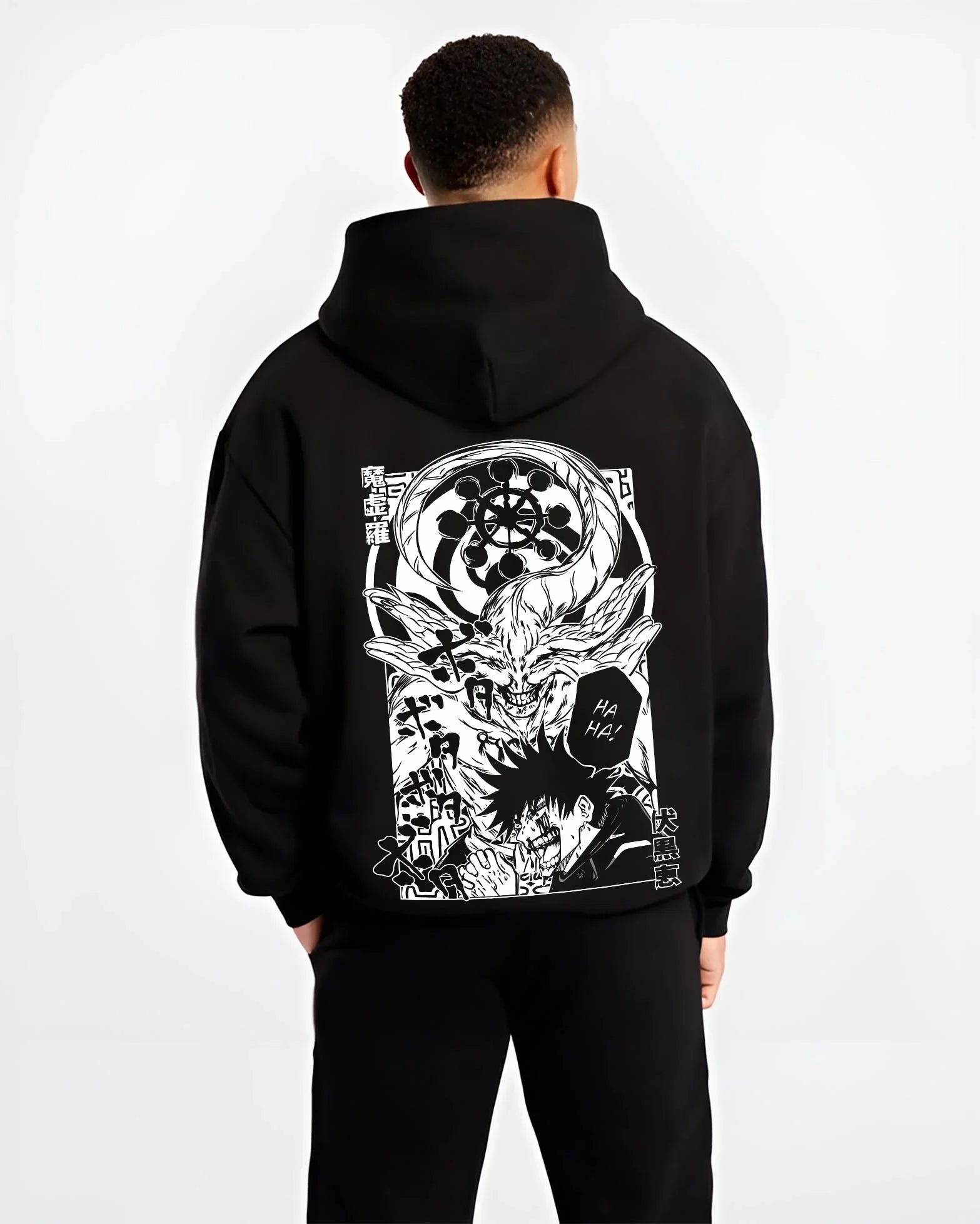MAIZEN B.black hoodie male back view - Jujutsu Kaisen AU Shop