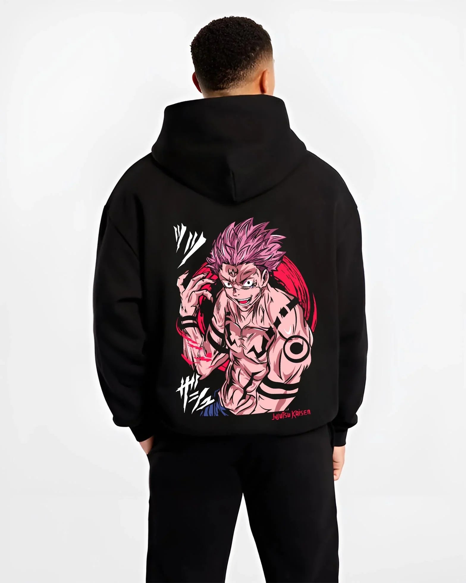 MAKIZN B.black hoodie male back view - Jujutsu Kaisen AU Shop