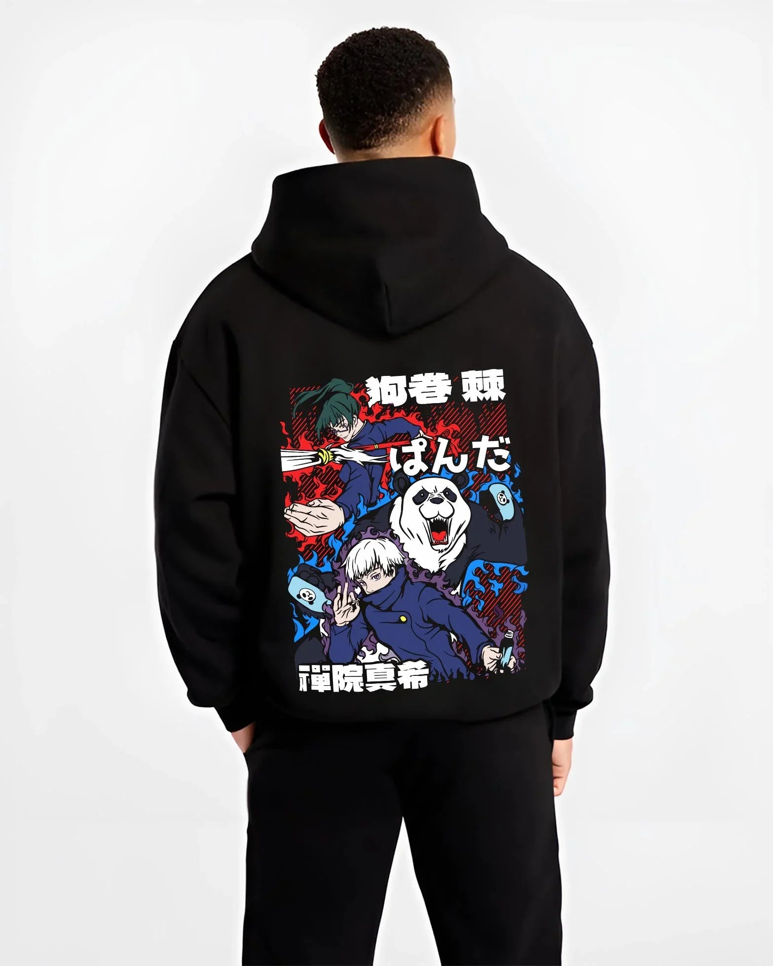MEGFUS B.black hoodie male back view - Jujutsu Kaisen AU Shop