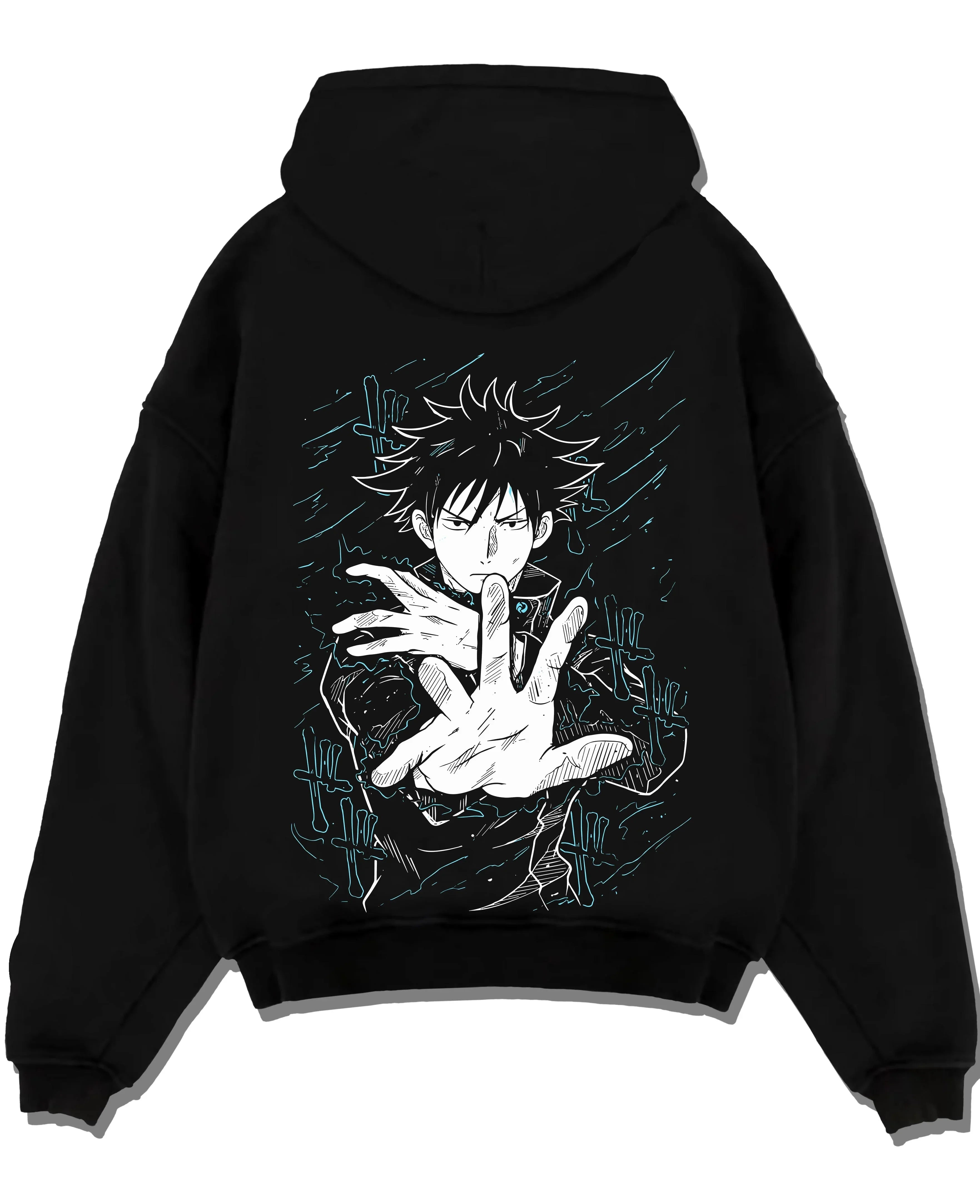 MEGSHD A.black hoodie flat back design - Jujutsu Kaisen AU Shop