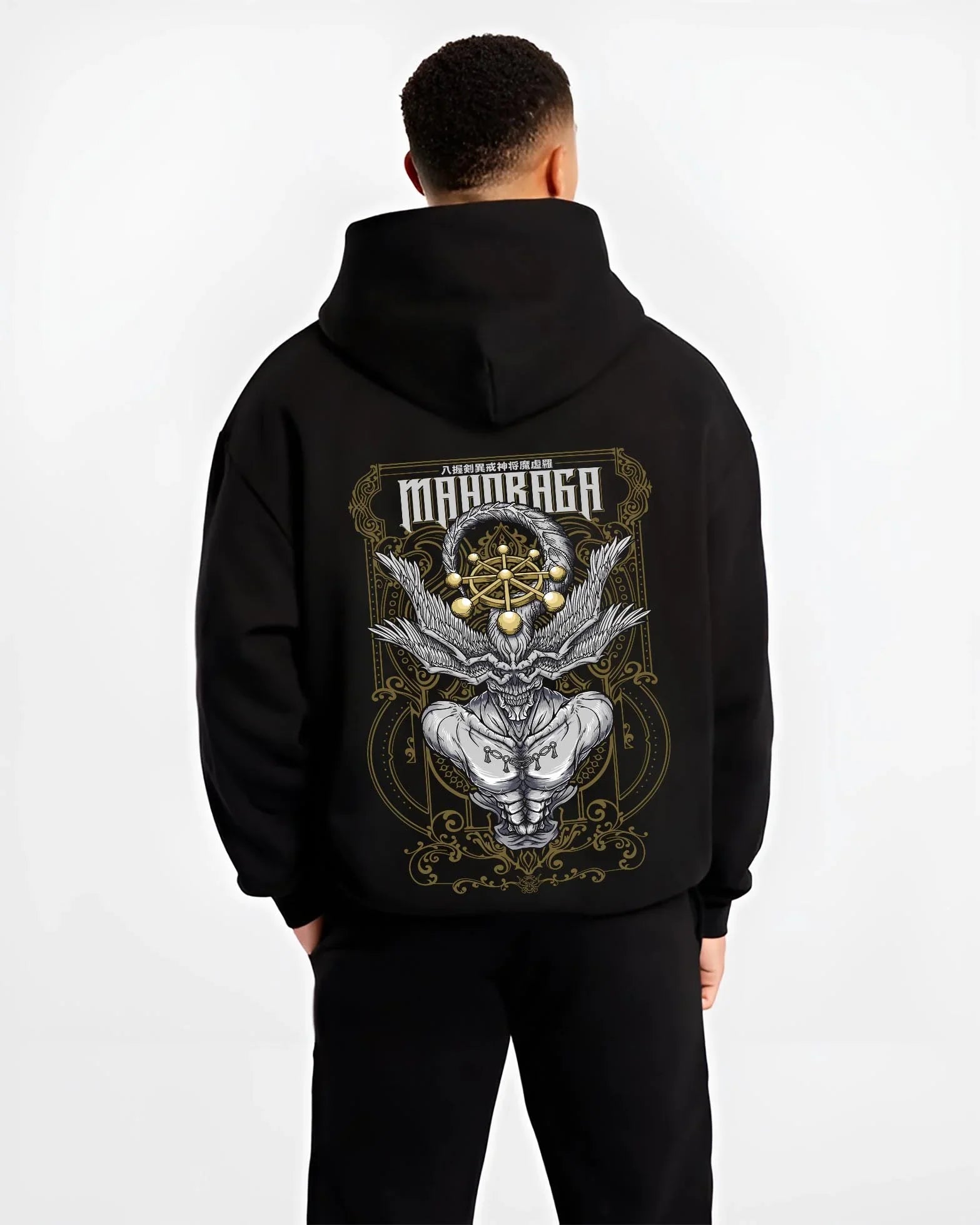 MHRGV3 B.black hoodie male back view - Jujutsu Kaisen AU Shop