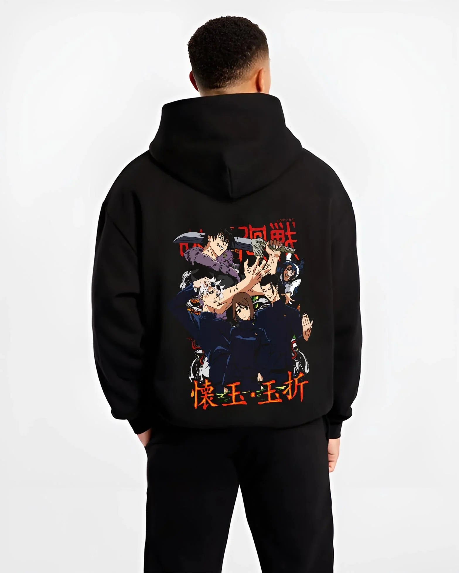 NANAMI B.black hoodie male back view - Jujutsu Kaisen AU Shop
