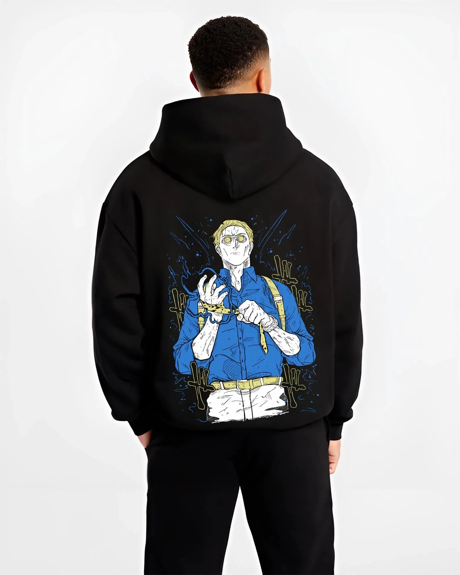 NANDET B.black hoodie male back view - Jujutsu Kaisen AU Shop