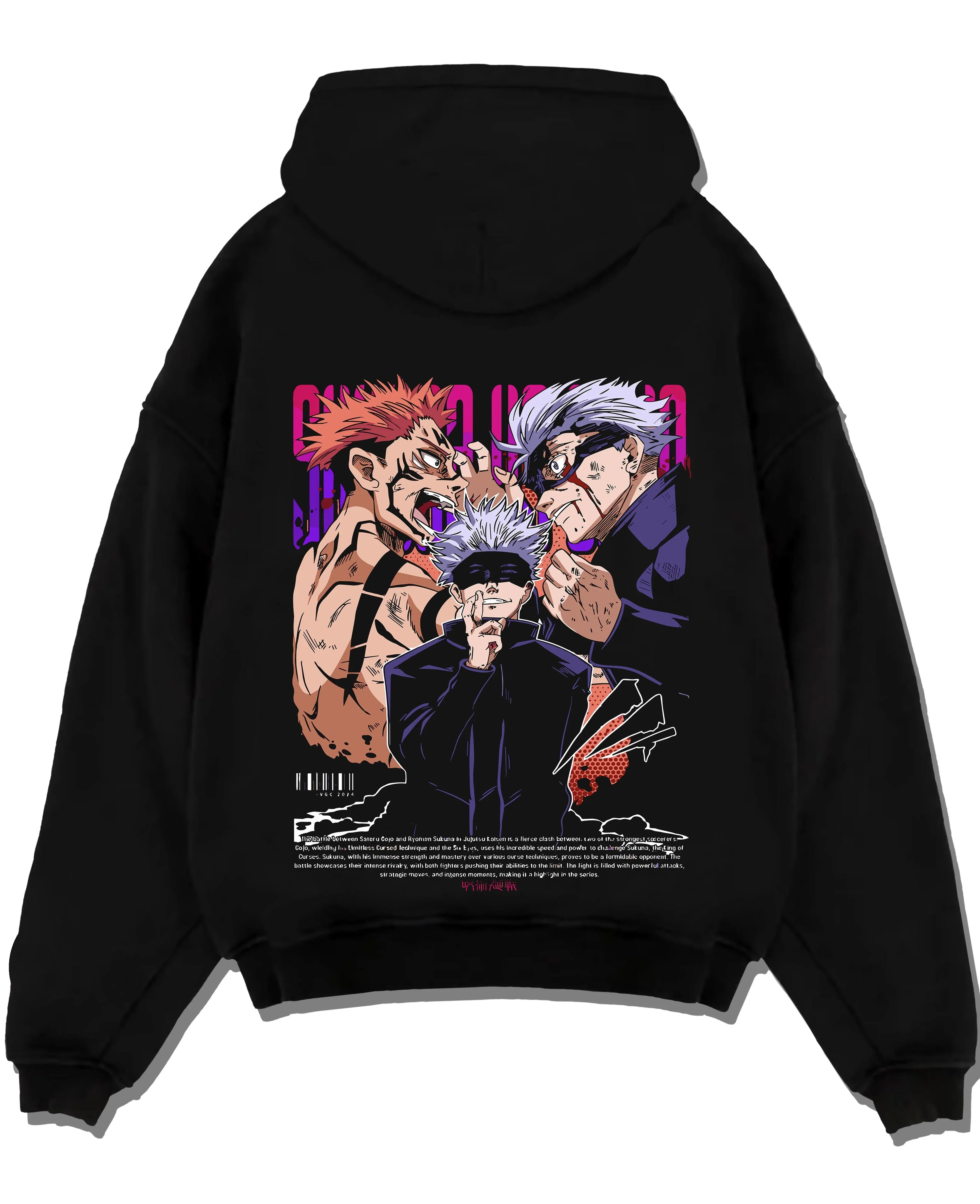 PANJJK A.black hoodie flat back design - Jujutsu Kaisen AU Shop