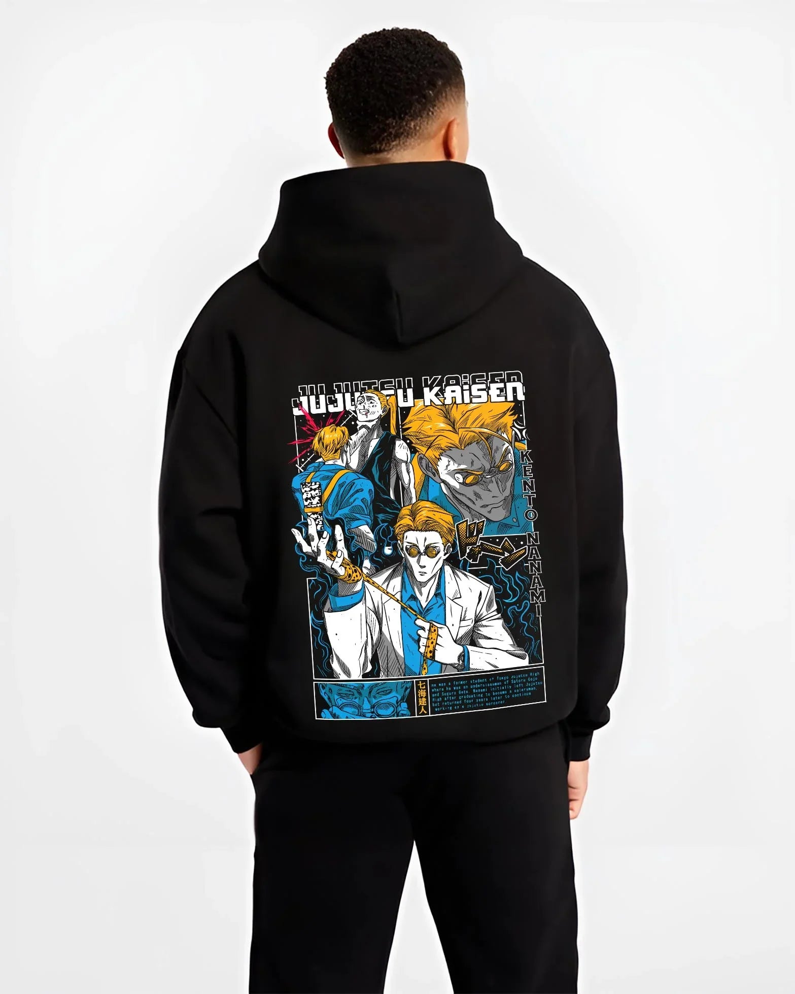 RATIOnn B.black hoodie male back view - Jujutsu Kaisen AU Shop