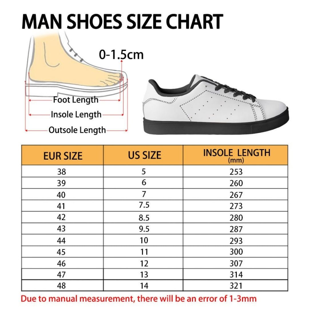 Skate Man Shoes Size Chart - Jujutsu Kaisen AU Shop