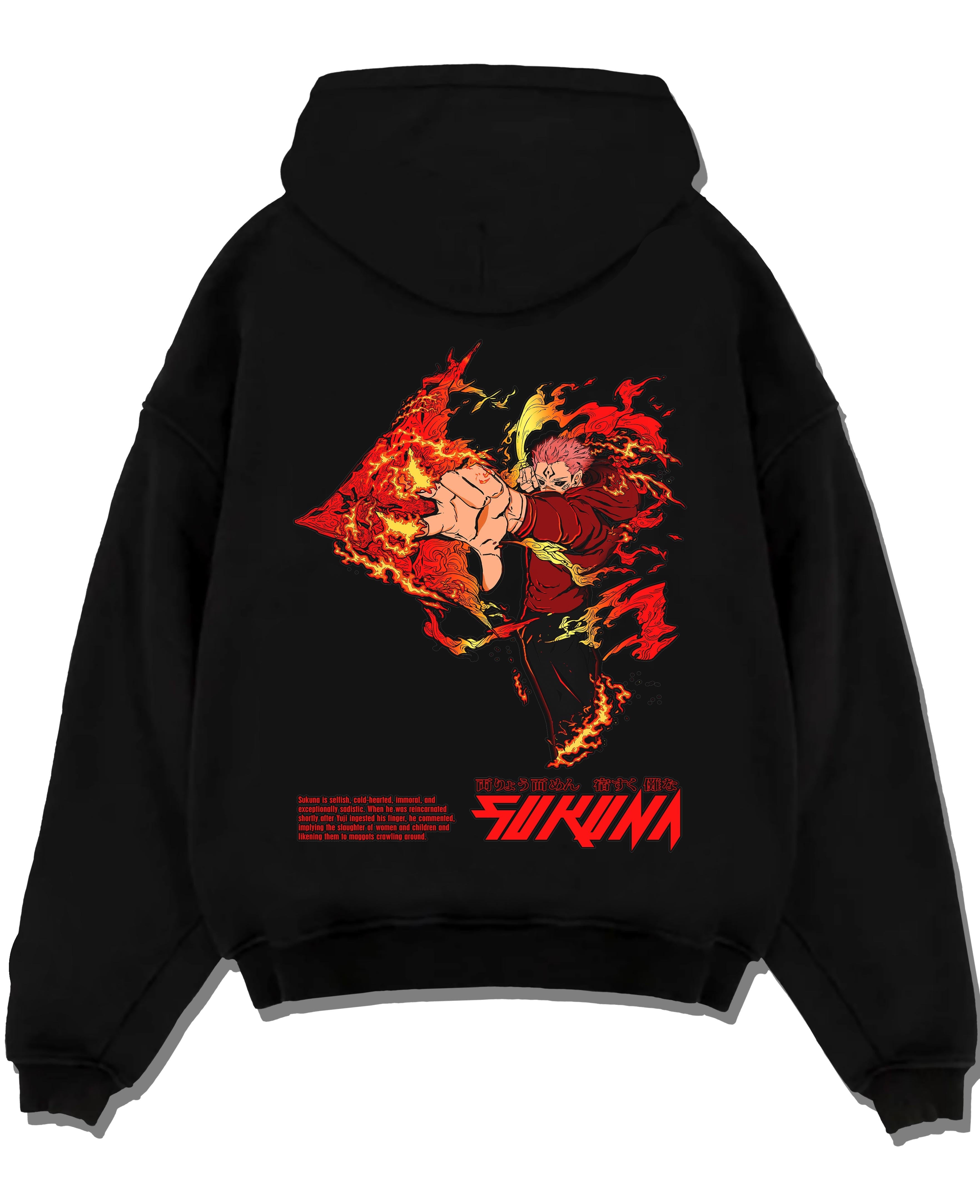 SukunaA.black hoodie flat back design - Jujutsu Kaisen AU Shop
