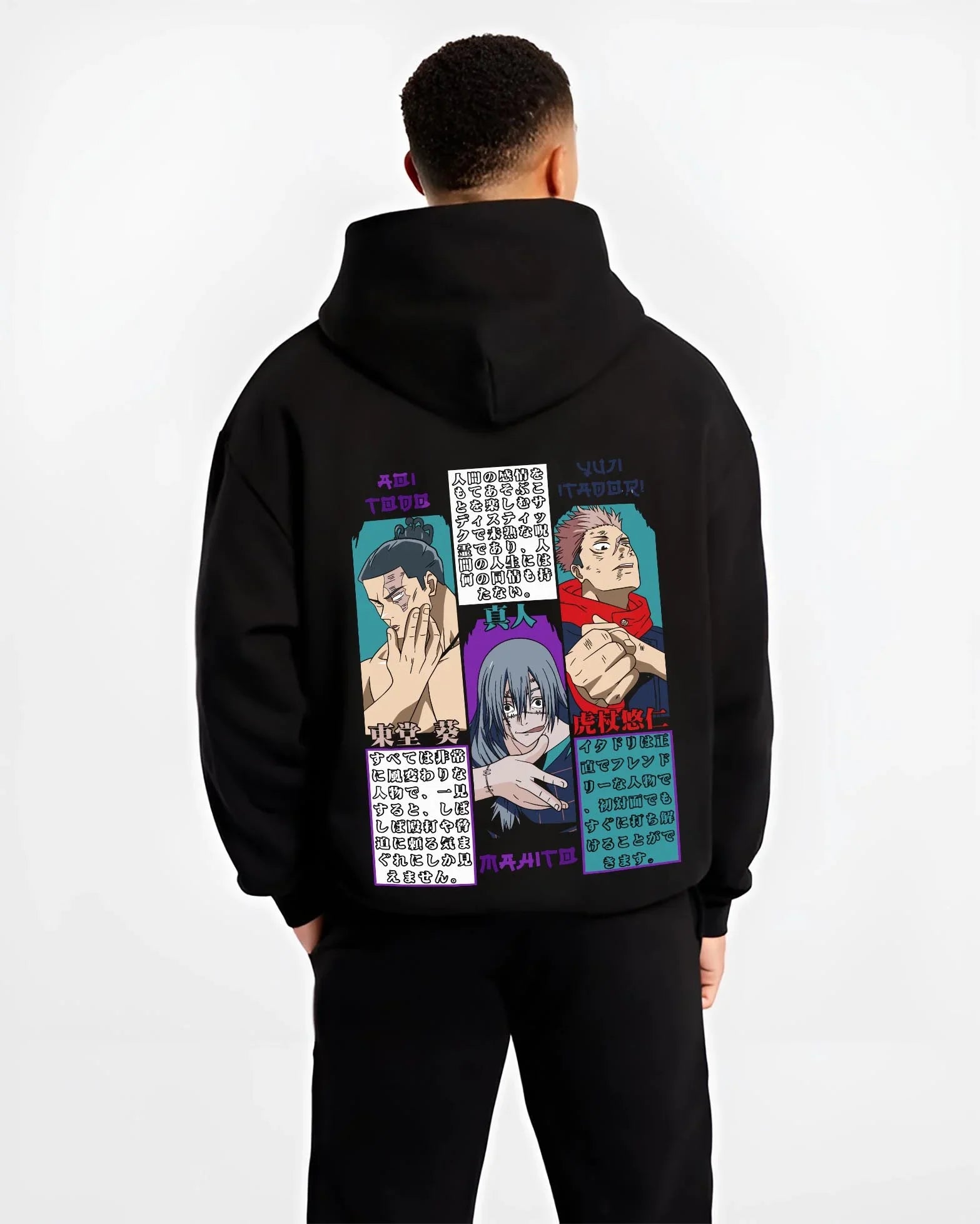 TOGINU B.black hoodie male back view - Jujutsu Kaisen AU Shop