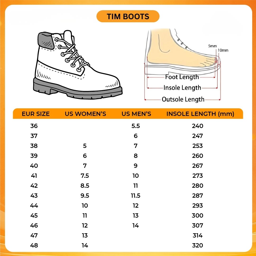 Tim Boots V1 Size Chart - Jujutsu Kaisen AU Shop