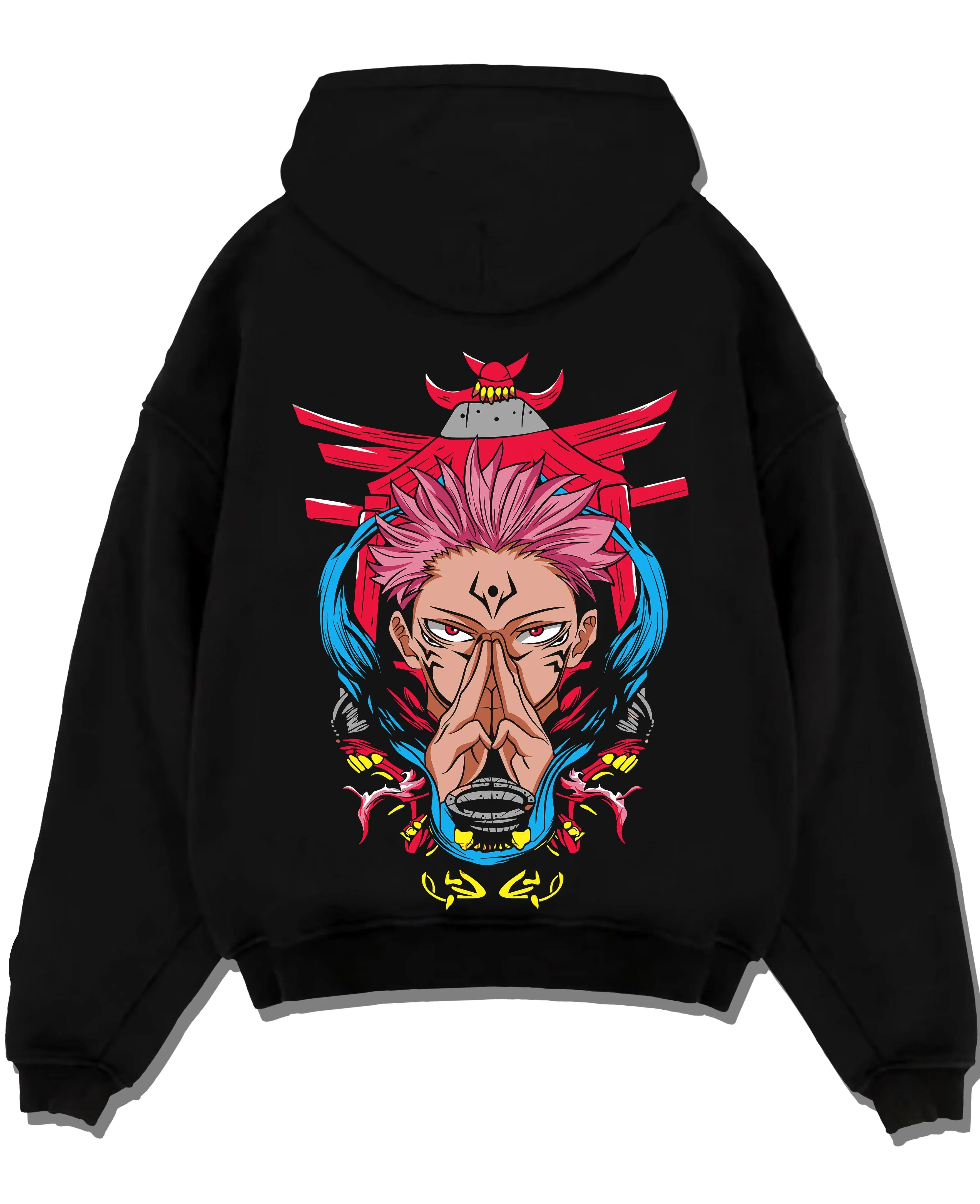 YUTAOK A.black hoodie flat back design - Jujutsu Kaisen AU Shop