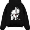 gojo satoru split portrait neon black hoodie flat - Jujutsu Kaisen AU Shop
