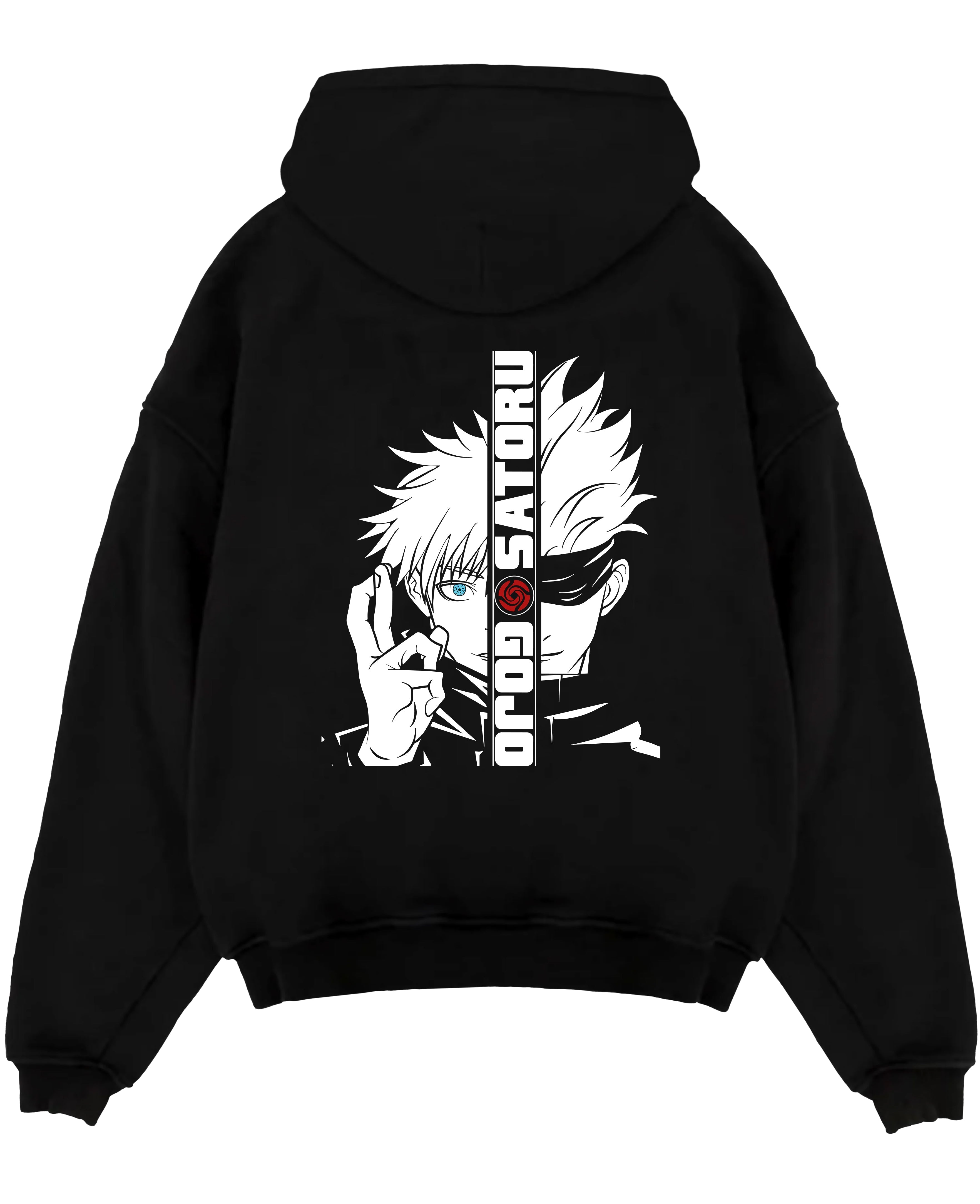 gojo satoru split portrait neon black hoodie flat - Jujutsu Kaisen AU Shop